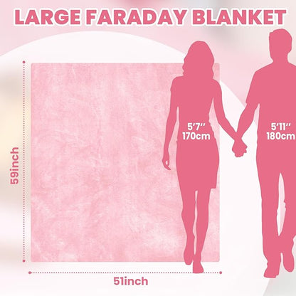 Preboun 61 x 51.18 Inch Faraday Blanket for Pregnant Babies, Emf Blanket Protection 5 g, Bluetooth, Phone Towers, Two Sides Using for Beds Couches Travel(Flannel, Pink)