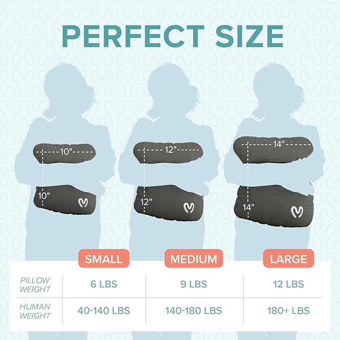 Calmier - 6 lb Sensory Weighted Pillow - Glass Bead Filled Hug Pillow - Ultra Plush Cozy Weight Sensory Pillows for Adults and Kids - Weighted Lap Pad (Light Gray- Fleece, 6 LBS)