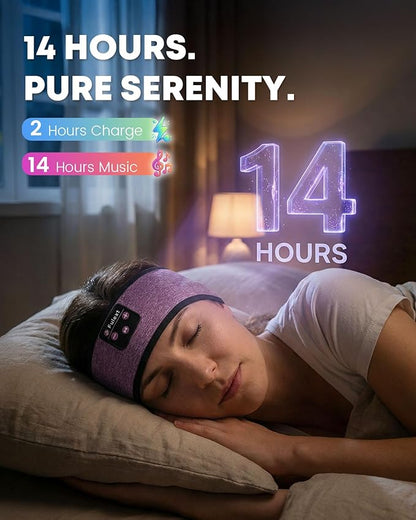Sleep Headphones Bluetooth 5.4, Wireless Sleep Headphones for Side Sleepers, Ultra-Thin Stereo Speakers & Long-Lasting Time Battery, Sweat-Proof Earphones for Sports Sleeping