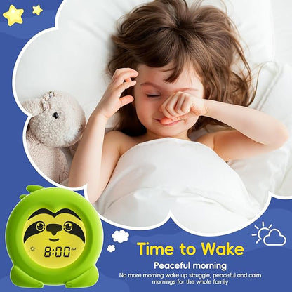 B&H Sleep Trainer Clock for Toddler - Ok to Wake Clock, USB Rechargeable Cute Kids Alarm Clock, Drop Proof Night Light, Science-Backed Lighting for Peaceful Sleep and Ready to Rise Mornings - Sloth
