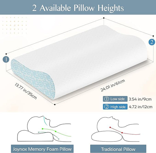 Memory Foam Pillows for Neck Pain Relief, Cooling Neck Pillow for Sleeping, Ergonomic Cervical Neck Support Pillow with Breathable Pillowcase for Side Back Stomach Sleepers