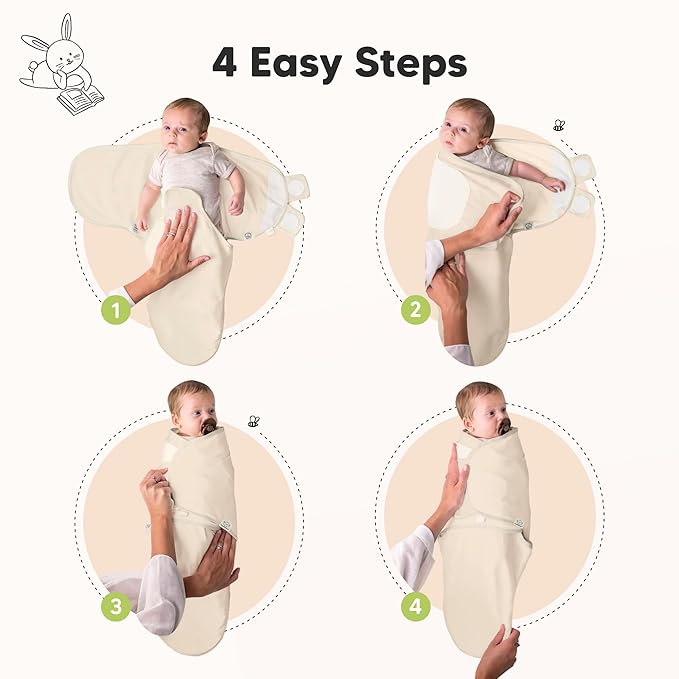 3-Pack Organic Baby Swaddle Sleep Sacks - Swaddles for Newborns, Infant 0-3 Months, Baby Girls, Boys, Soft & Snug Newborn Sleep Sack, Nursery Swaddling Blankets (Bumble Bear, XS)