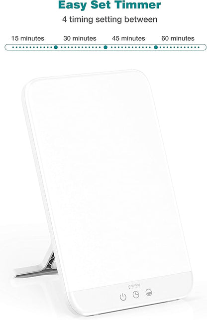 Wobrikosee Light Therapy Lamp, Ultra-Thin UV-Free 10000 Lux Therapy Light, Timer Function, Adjustable Brightness Levels, Two Color Temperature, 90° Rotatable Stand for a Happy Life