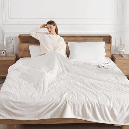 King Size Electric Blanket Dual Control Heated Blanket - Soft Silky Plush Electric Blanket with 5 Heating Level & 10 Hour Auto Off, ETL Certified & Machine Washable for Grandma Gifts(Cream White)