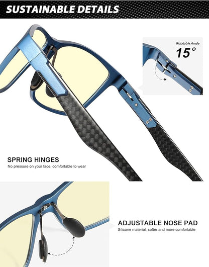 ANYLUV Blue Light Blocking Glasses Men Computer Gaming Glasses Lightweight Al-Mg Metal Anti Eyestrain Eye Protection