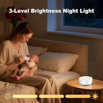 Kipcush White Noise Machine - 21 Soothing Non-Looping Sounds, Dimmable Night Light, & Blind-Touch Buttons | USB-Powered Portable Sleep Therapy for Babies, Adults, Office & Travel - White
