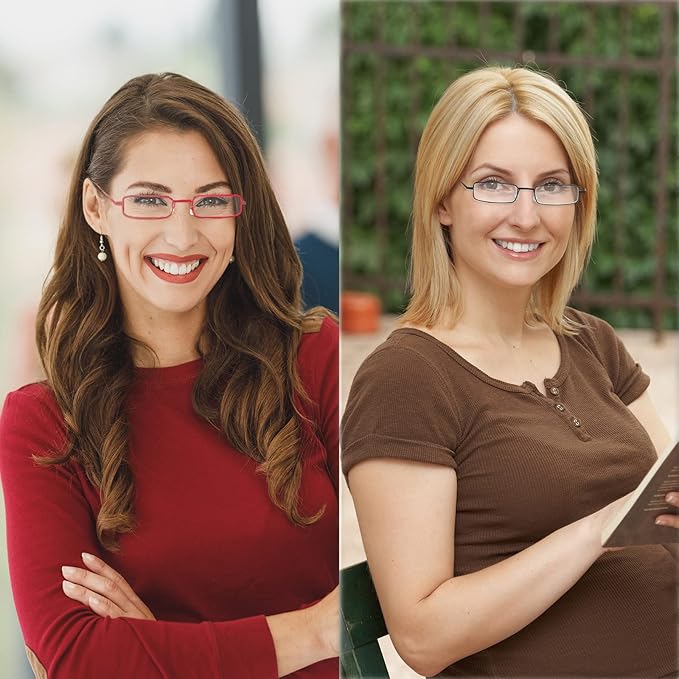Blue Light Blocking Reading Glasses - Slim Pocket Readers with Pen Clip Case Mini Lightweight Readers