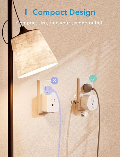 Meross Matter Smart Plug Mini, Easy Setup, 100% Privacy, Compact Size, Support Apple Home, Alexa, Google Home with Schedule and Timer, App and Voice Control, Power Protection, 2.4G Wi-Fi Only (2 Pack)