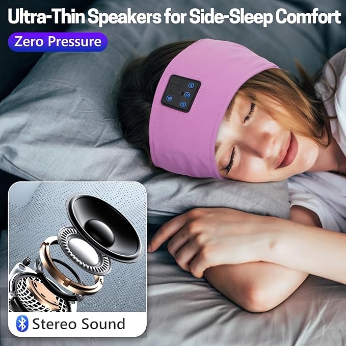 Aurya Sleep Headphones Sports Wireless Bluetooth Headband for Side Sleeper, Bluetooth 5.4, with Ultra-Thin HD Stereo Speaker, Sleeping Headphone for Women Men Running Yoga Workout