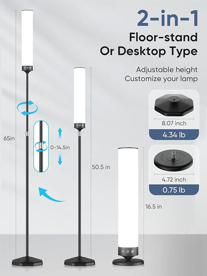 Light Therapy Lamp 15,000 Lux Happy Therapy Light with Remote, 2-in-1 Pedestal to Tabletop Lamp, Full Spectrum Daylight Lamp with Adjustable Color/Brightness/Timer, Memory Function, 36W