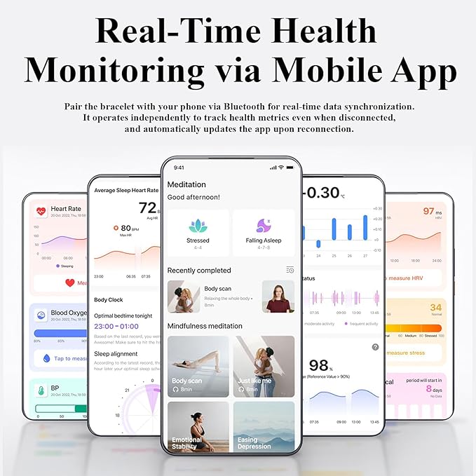 Smart Bracelet,Health and Fitness Tracker,24/7 Heart Monitor & Sleep Tracker, Multi-Sport Tracker Wristband with Free APP (Black)