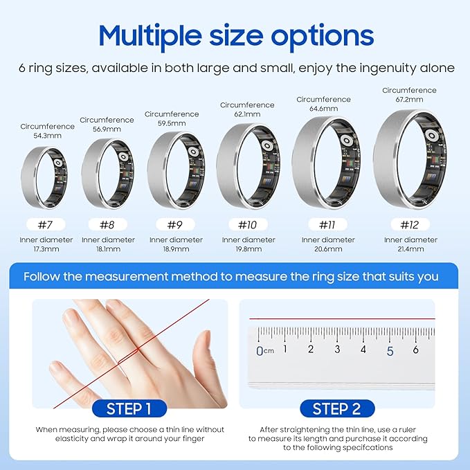 Smart Health Ring, Featuring Stress and Sleep Monitoring Functions, Compatible with iOS and Android, Waterproof Fitness Tracker for Women & Men, No Subscription Fee. (Rose Gold, 10)