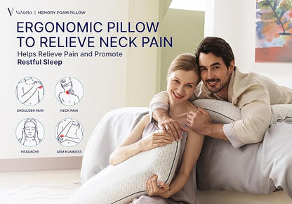 Cooling Gel Memory Foam Pillow - 2-Pack - King Size Bed Pillows For Sleeping - Medium-Firm - Back, Stomach and Side Sleeper Pillow - Shoulder & Back Pain Relief - Washable , Bamboo Viscose Cover