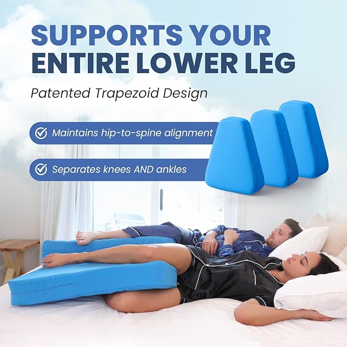 Restful Sleep – Patented Trapezoid Leg Support Cushion for Side Sleepers, Pregnancy, Post-Surgery, Joint Pain Relief – Orthopedic Alignment for Knees, Ankles, Hips & Back