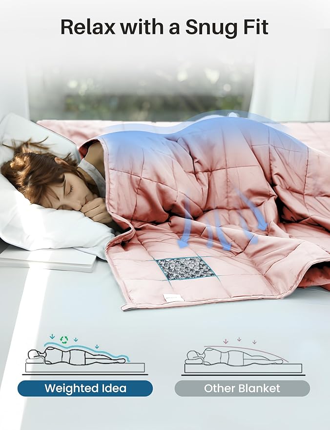 Weighted Idea Weighted Blankets for Adults (Coral Pink,48"x72",20lbs) Breathable Twin Blanket with Premium Glass Beads Heavy Soft Throw Blanket for All-Season