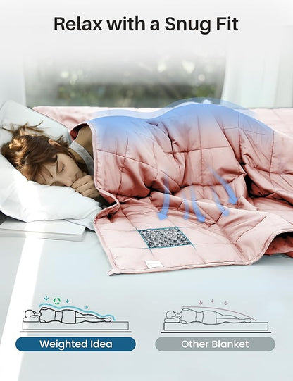 Weighted Idea Weighted Blankets for Adults (Coral Pink,48"x72",20lbs) Breathable Twin Blanket with Premium Glass Beads Heavy Soft Throw Blanket for All-Season