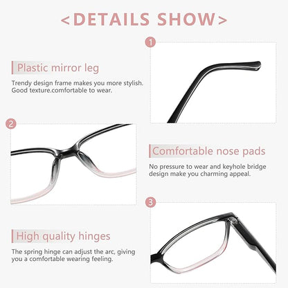 Przene 4 Pack Blue Light Blocking Reading Glasses,Readers for Women and Men with Spring Hinge