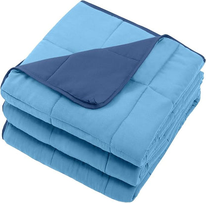 Blue Weighted Blanket for Adults 12lbs, 60"x80", Queen Size Cooling Heavy Throw Blanket for 110-130lbs, Microfiber Soft Thick Big Blankets Weighted Comforter Gift for Sleeping