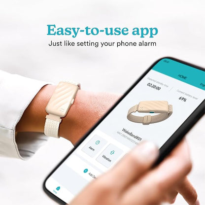 Homedics WakeBand Silent Vibrating Alarm Wristband, Ultra-Light Comfortable Design, 9 Vibration Patterns & 9 Intensities, Up to 6-Day Battery, iOS/Android App, Cream