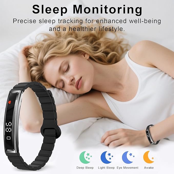 Efolen Smart Bracelet for Women,Ultralight Fitness Tracker Smart Wristband with Heart Rate/Blood Oxygen/Sleep Monitor/Pedometer,Slim Smartwatch for Android iPhone,Activity Tracker,2 Band,Black