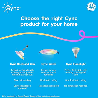GE Cync Reveal® Smart LED Recessed Downlight, Color Changing WiFi Light, Matter Compatible, Works with Alexa and Google Home, 6in (3-Pack)