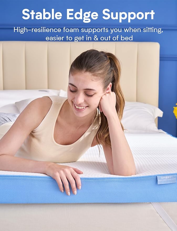 Extra Firm Mattress Topper Queen Size, 2026 Upgraded 3 Inch 7-Zone Egg Crate Cooling Gel Memory Foam Bed Topper for Pressure Relief and Back Pain, Bamboo Charcoal Mattress Pad, Washable Cover