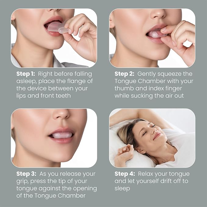 Tongue Stabilizing Device Mouthpiece - Reusable, BPA-Free Anti Snore Solution & Comfortable Tongue Retainer to Stop Snoring for Better Sleep, Fits Men & Women-D04