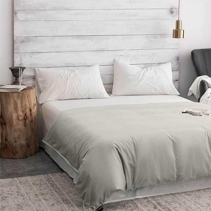 ZonLi Duvet Cover for Weighted Blanket (White Gray, 60"x80"), Breathable Soft Duvet Cover Queen Size Removable Cooling Comforter Cover for All Season