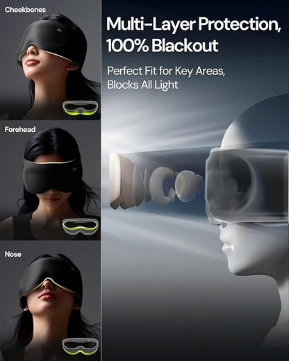 BENEUNDER Sleep Mask for Women Men,3D Contoured Cup Weighted Eye Mask, 100% Light Blockout Blindfold for Flight Nap Travel