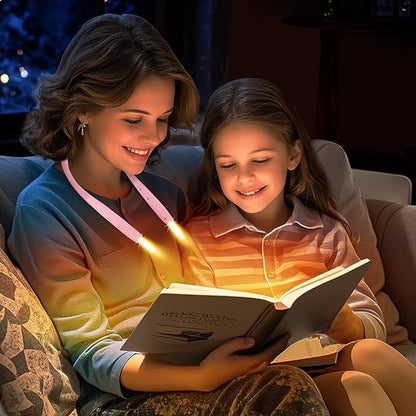 Upgraded LED Neck Reading Light, Book Light, Rechargeable, 3 Colors & 3 Brightness Adjustable, Auto-Off Timer, Neck Light for Reading in Bed, Long Lasting, Perfect for Repairing, Knitting.
