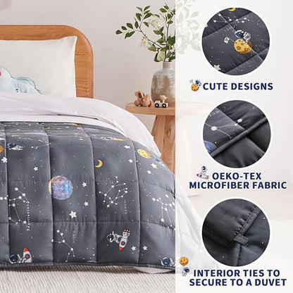 anfie Weighted Blanket Kids (40"x60" 7lbs) Cooling Weighted Blanket for Sleeping, Throw Size Breathable Blanket with Premium Glass Bead(Space Grey)