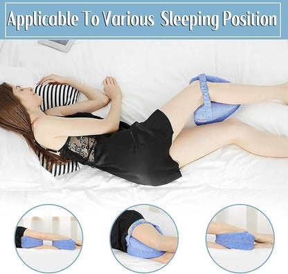 Alignment Pillow for Side Sleepers - 2025 Upgraded Knee Pillow for Hip Pain Relief, Sciatica, Leg Comfort w/Machine Washable Cover & Memory Foam (Mesh Blue)