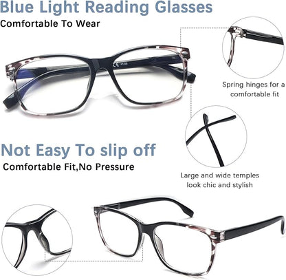 CLASAGA Progressive Multifocus Reading Glasses for Women, Pattern Print Blue Light Block Stylish Ladies Computer Readers