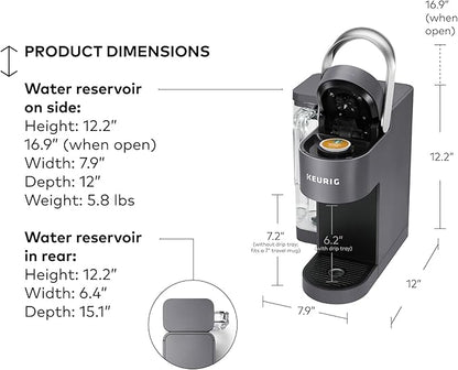 Keurig K-Supreme SMART Single Serve Coffee Maker With Wifi Compatibility, 4 Brew Sizes, And 66oz Removable Reservoir, Compatible with Alexa, Gray