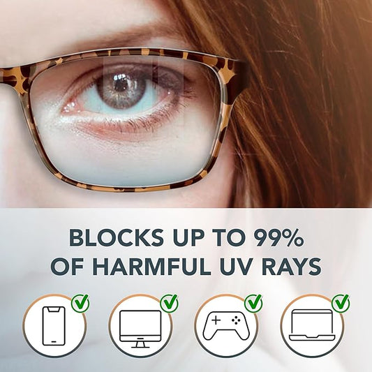 Stylish Blue Light Blocking Glasses for Women & Men – Helps Ease Digital Eye Strain & Headache from Computers, Phones w/Case