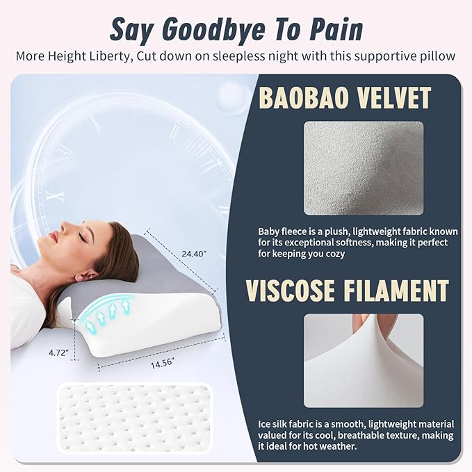 Ergonomic Orthopedic Pillow Pillows for Neck and Shoulder Pain Sleep apnea Best Sleeping Memory Foam deep Support Cervical