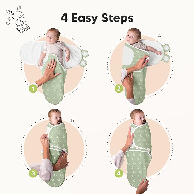 3-Pack Organic Baby Swaddle Sleep Sacks - Swaddles for Newborns, Infant 0-3 Months, Baby Girls, Boys, Soft & Snug Newborn Sleep Sack, Nursery Swaddling Blankets (Lunari, OS)