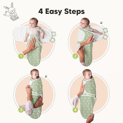 3-Pack Organic Baby Swaddle Sleep Sacks - Swaddles for Newborns, Infant 0-3 Months, Baby Girls, Boys, Soft & Snug Newborn Sleep Sack, Nursery Swaddling Blankets (Lunari, OS)