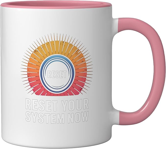 Relaxation Breathing Vagus Nerve Stimulation, Stress Relief Ceramic Mug, Pink/White