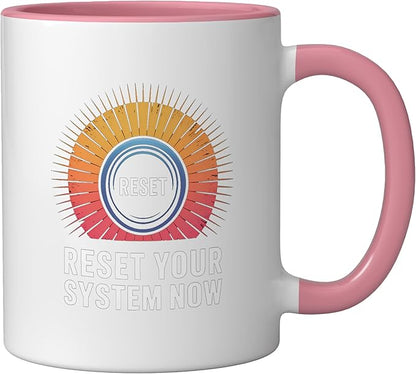 Relaxation Breathing Vagus Nerve Stimulation, Stress Relief Ceramic Mug, Pink/White