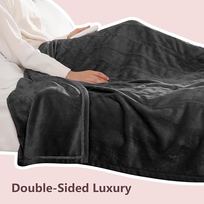 Electric Blanket Queen Heated Blanket Queen Size 84''X 90'' Soft Cozy Flannel with Dual Controller Heating Blanket of 5 Heating Level & 10 Hour Auto Off, ETL & FCC Certified, Machine Washable
