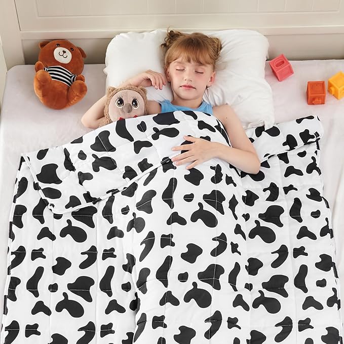 yescool Weighted Blanket 3 Pounds Cooling Weighted Lap Blanket, Cow Print Heavy Blanket for Sleeping, Weighted Throw Blanket Gift for 20-40lbs,36"x48"
