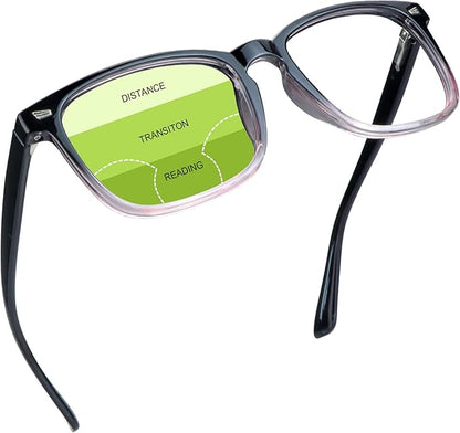 YEIN Progressive Multifocus Reading Glasses, Spring Hinge Blue Light Blocking Glasses for Women Men, No Line Multifocal Readers with Clear Lenses (+0.00/+1.75 magnification)
