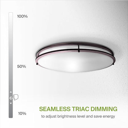 ASD LED 32" Oval Flush Mount Lighting, Close to Ceiling Light Fixture | 5CCT, Dimmable, ETL Listed | 50W 4195LM 2700-5000K 120V | Low Profile Double Ring Lamp | Dark Bronze