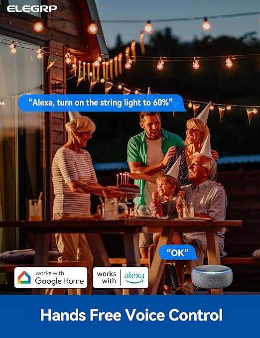ELEGRP PQR21 Outdoor Smart Dimmer Plug Waterproof IP66, Smart WiFi Plug with 2 Individually Sockets, Compatible with Alexa & Google Assistant, Outdoor Dimmer for String Lights, UL Listed, 2 Pack