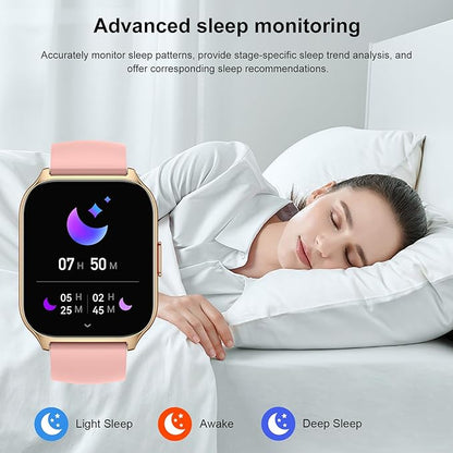 Smart Watch for Women, 2.01" HD Display Fitness Tracker with 107+ Sports Heart Rate Blood Pressure Blood Oxygen Sleep Monitor, IP68 Waterproof Smartwatch Compatible with Android iOS iPhone Phone
