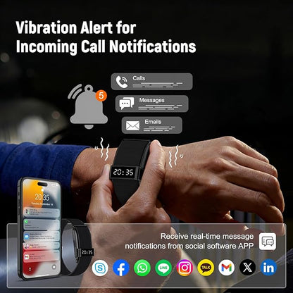 Fitness Trackers Smart Wristband With Hidden Screen(Wrist-Raise Screen Activation)Activity & Sleep Tracker with Heart Rate/HRV/Blood Oxygen, Vibration Alerts, Free APP (Black, Universal Size)