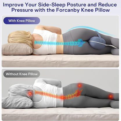 Knee Pillow for Side Sleepers - Leg Pillow for Side Sleeping, Memory Foam Knee Pillows for Back Hip Pain, Spine Aligning, Sciatica, Surgery Recovery