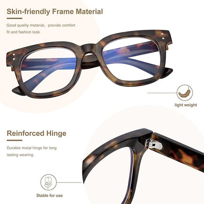 Madison Avenue Women Blue Light Glasses,Oversize Blue Light Blocker for Women, Anti Eyestrain & UV Protection Computer Eyeglasses Hanna (Tortoiseshell)