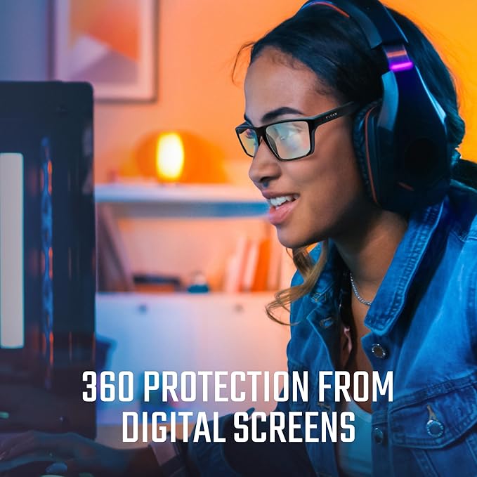 Titan Gaming Glasses, Blue Light Blocking, Night Driving Glasses for Men, Computer Protection Christmas Gift for Gamers